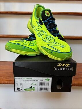 Zoot ULTRA TT 7.0,  Neon Green and Blue Men's Running Shoes - NEW with box